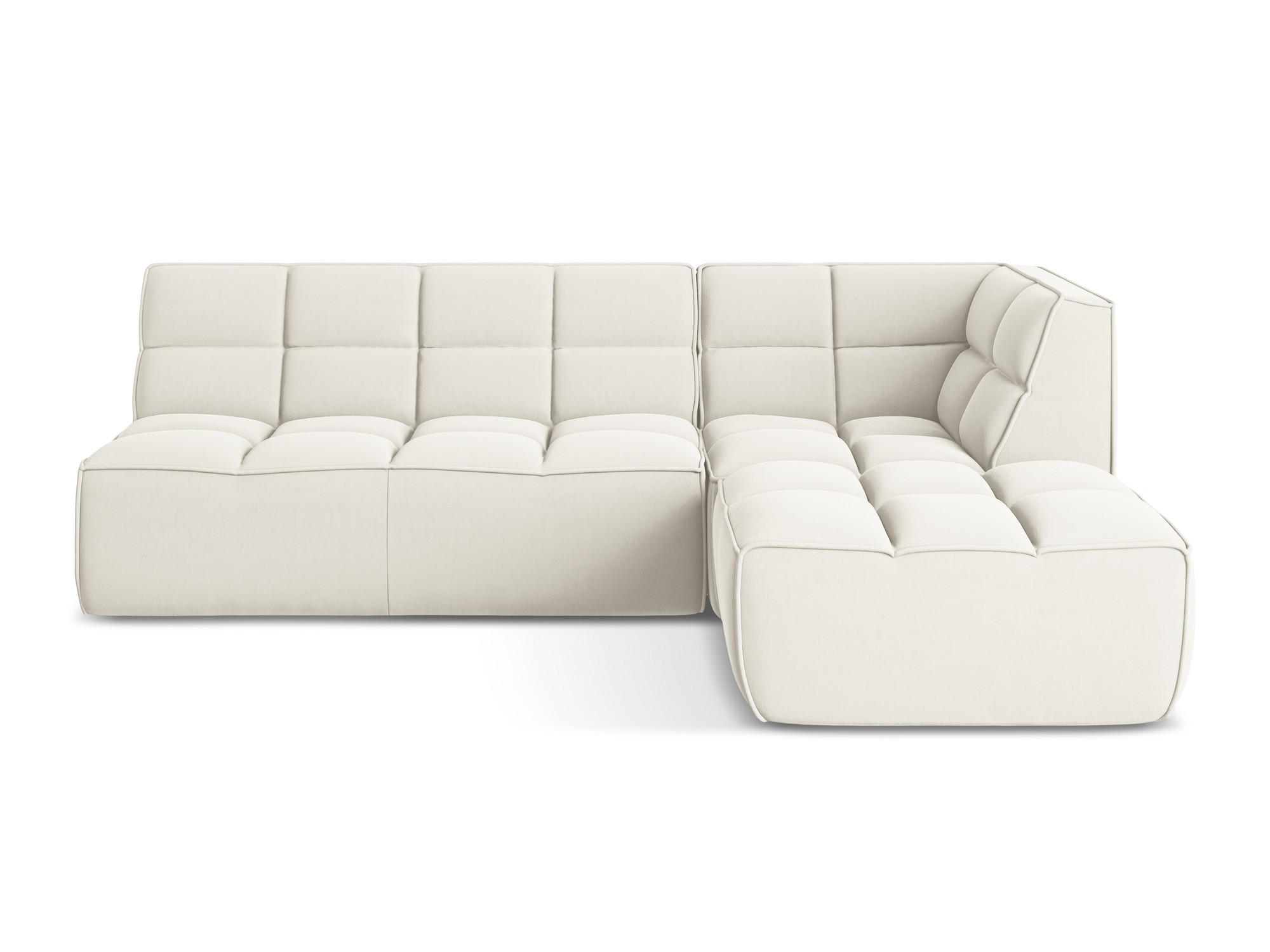 ECKSOFA Beidseitig Samt Stoff Beige - Beige/Creme, Kunststoff/Textil (258/178cm) - Makamii