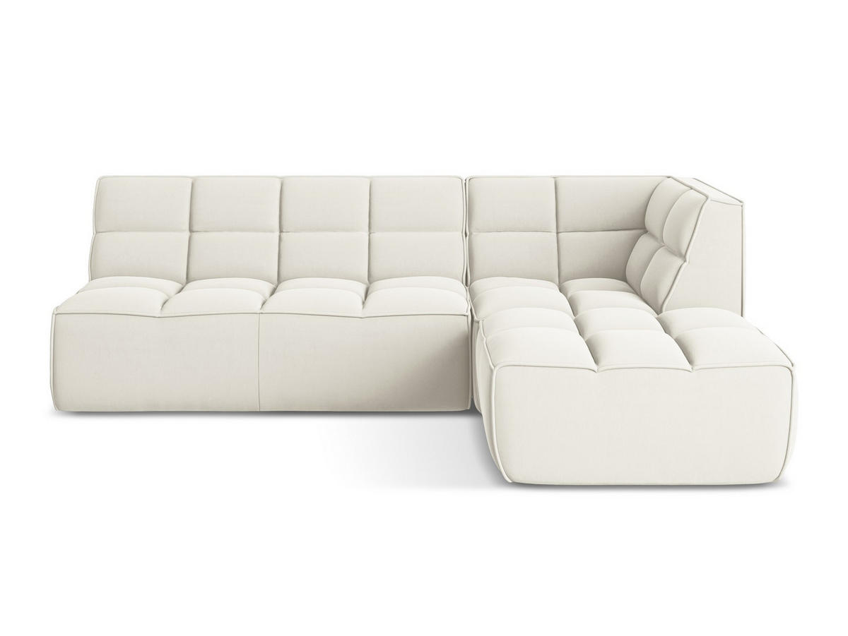 ECKSOFA Beidseitig Samt Stoff Beige - Beige/Creme, Kunststoff/Textil (258/178cm) - Makamii