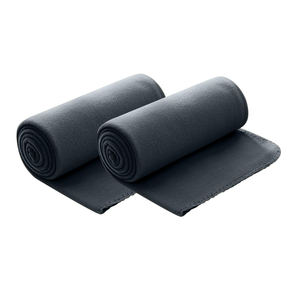 FLEECEDECKE 2er Set dunkelgrau 130/160 cm Kettelrand Anti-Pilling - Dunkelgrau, Textil (130/160cm) - wometo