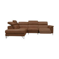 ECKSOFA Antares Echtleder mit 1 x Relaxfunktion Cognacbraun - Cognac, Leder/Metall (224/276cm)