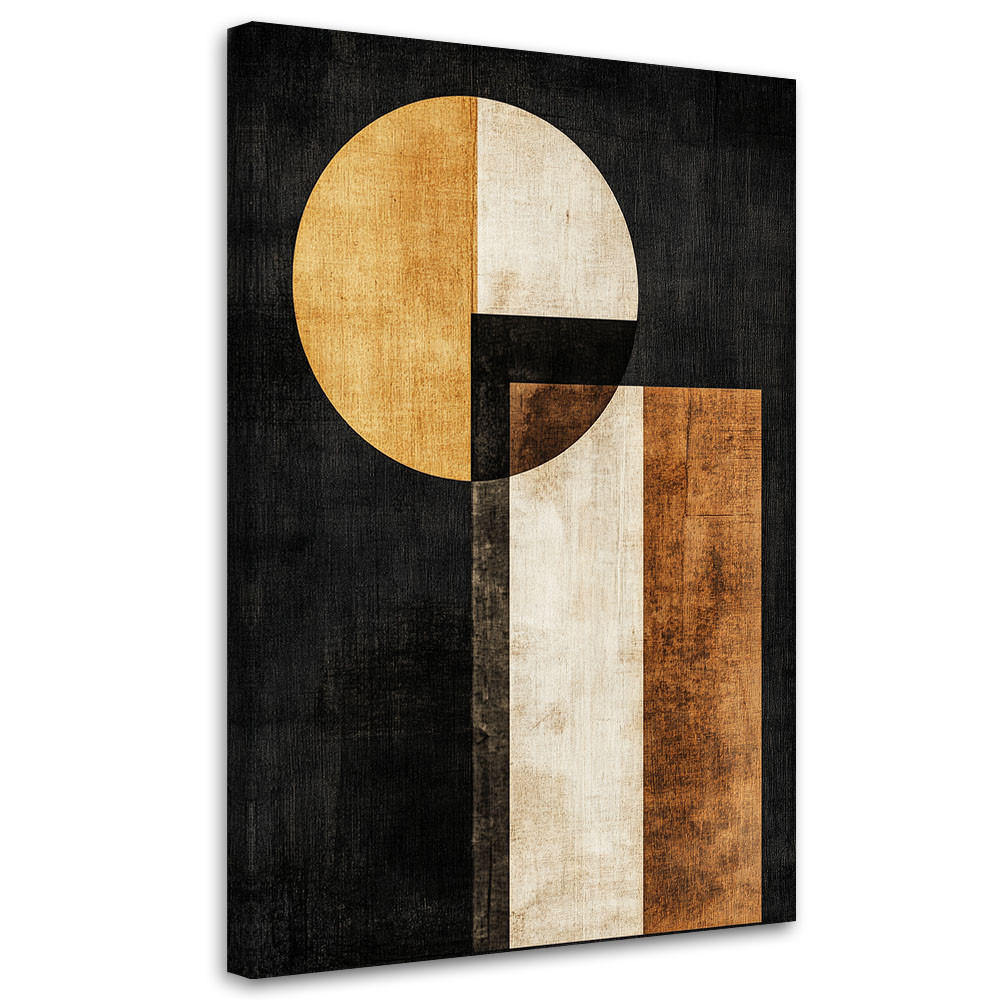 LEINWANDBILD Geometrische abstrakte Figuren golden 80x120cm - Schwarz, Textil (80/120cm) - Feeby