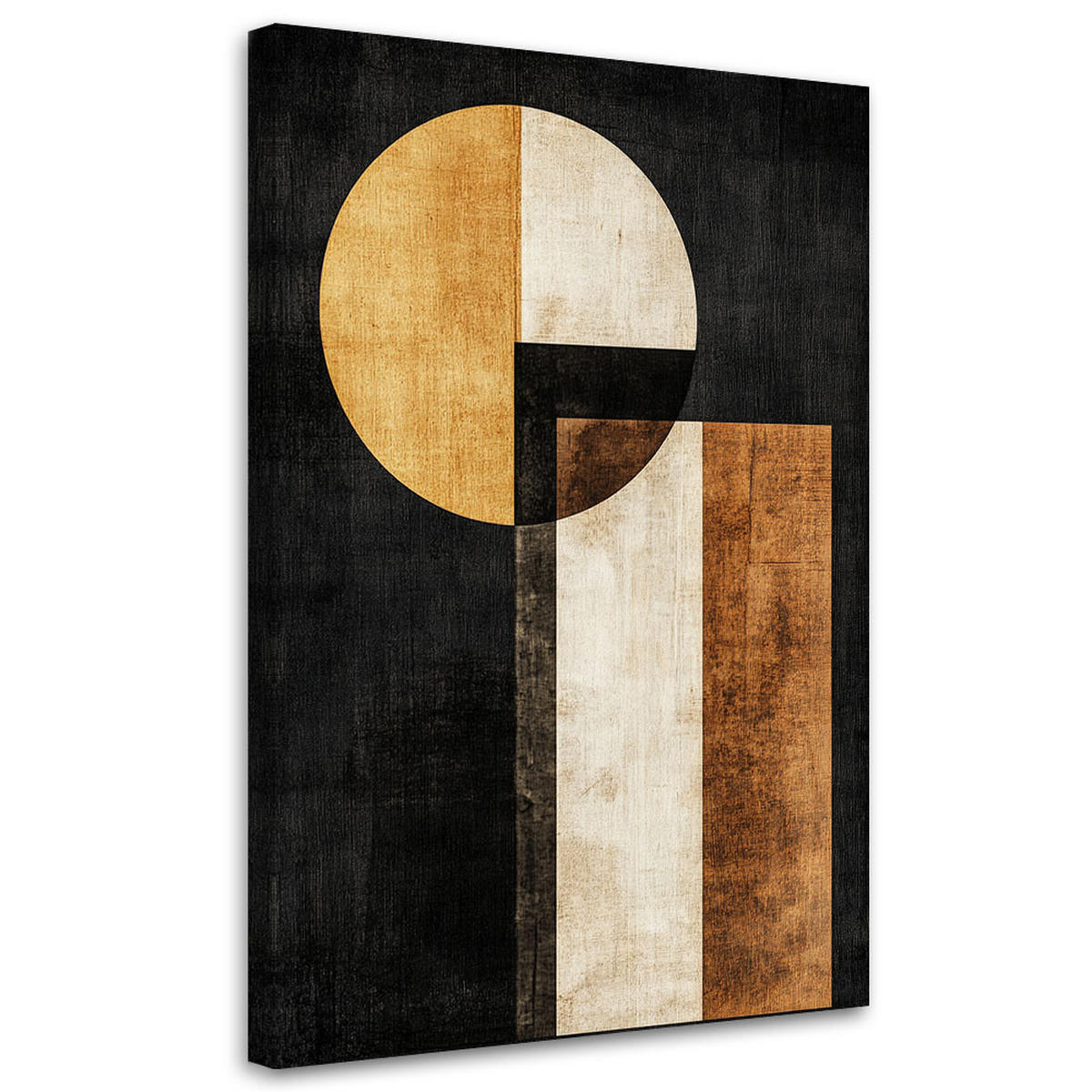 LEINWANDBILD Geometrische abstrakte Figuren golden 80x120cm - Schwarz, Textil (80/120cm) - Feeby