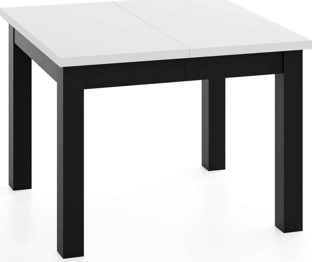 ESSTISCH Toren ausziehbar verlängerbar quadratisch, Weiß 90-290/90/76.5 cm - Schwarz/Weiß, Holz/Holzwerkstoff (90/90/77cm) - WFL GROUP