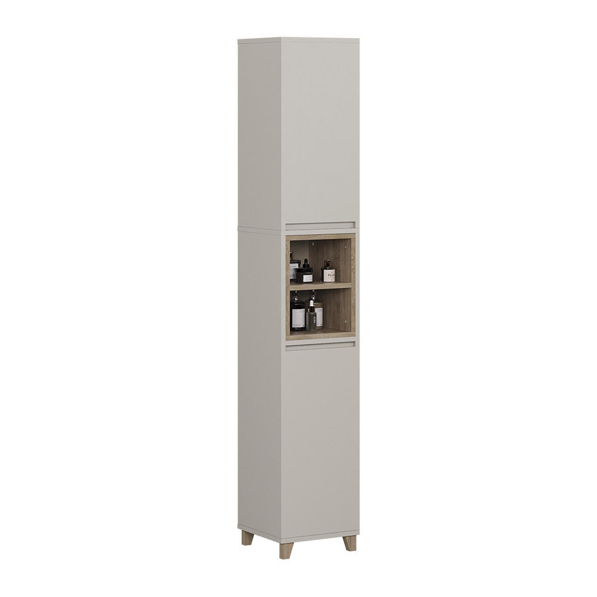 HOCHSCHRANK Elnor Greige/Eiche 30 x 170 cm mit 2 Türen - Greige/Eichefarben, Holzwerkstoff (30/170/30cm) - Vicco