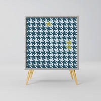 SIDEBOARD OUT OF CONTEXT, Grau, 57,5x42x75,5 cm, Goldfarbene Metallfüße - Goldfarben/Multicolor, Holzwerkstoff/Metall (57.5/75.5/42cm) - SpaceRebels