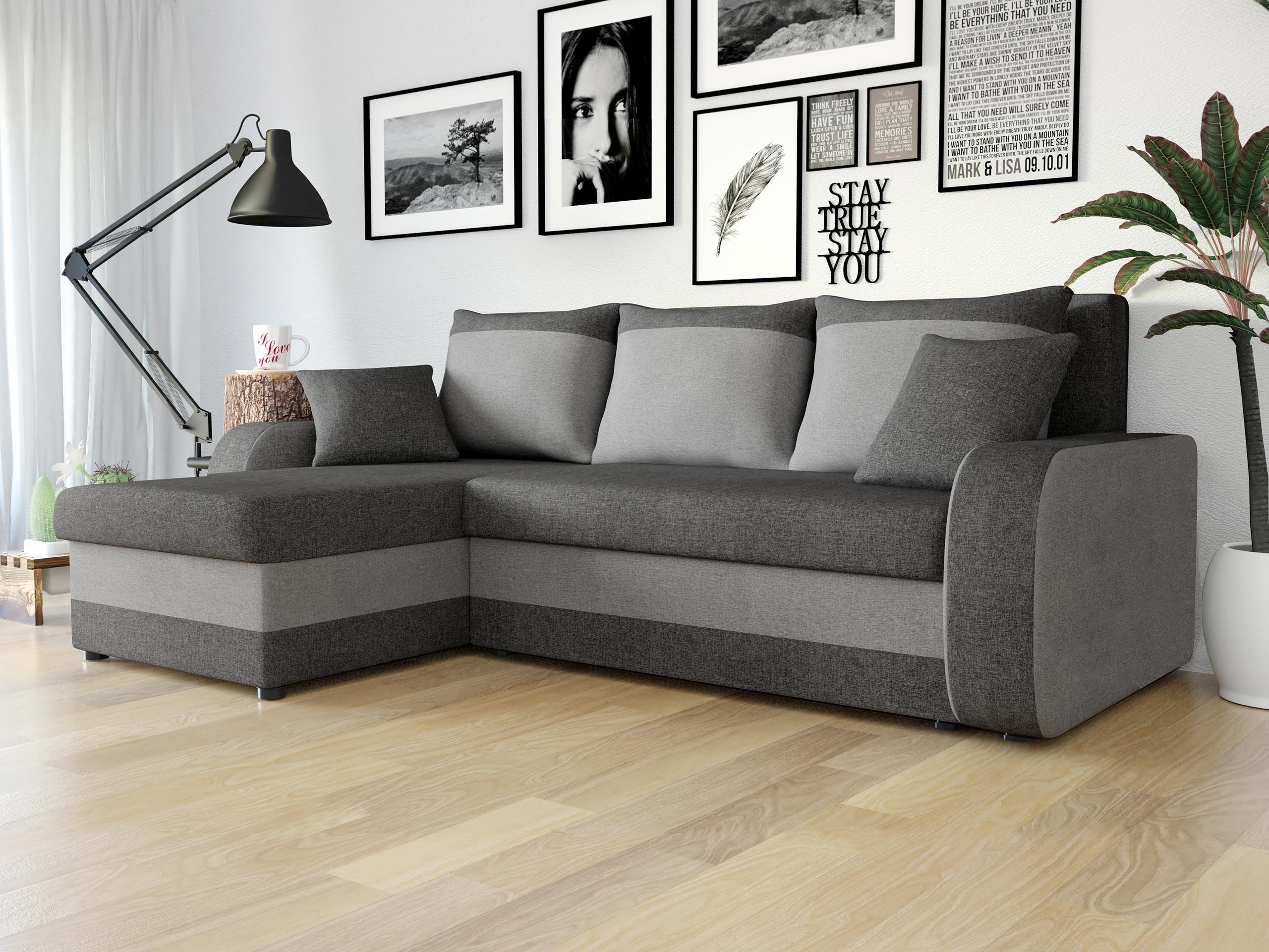ECKSOFA Kris Lux - Schwarz/Graphitfarben, Holz/Kunststoff (238/147cm) - MIRJAN24