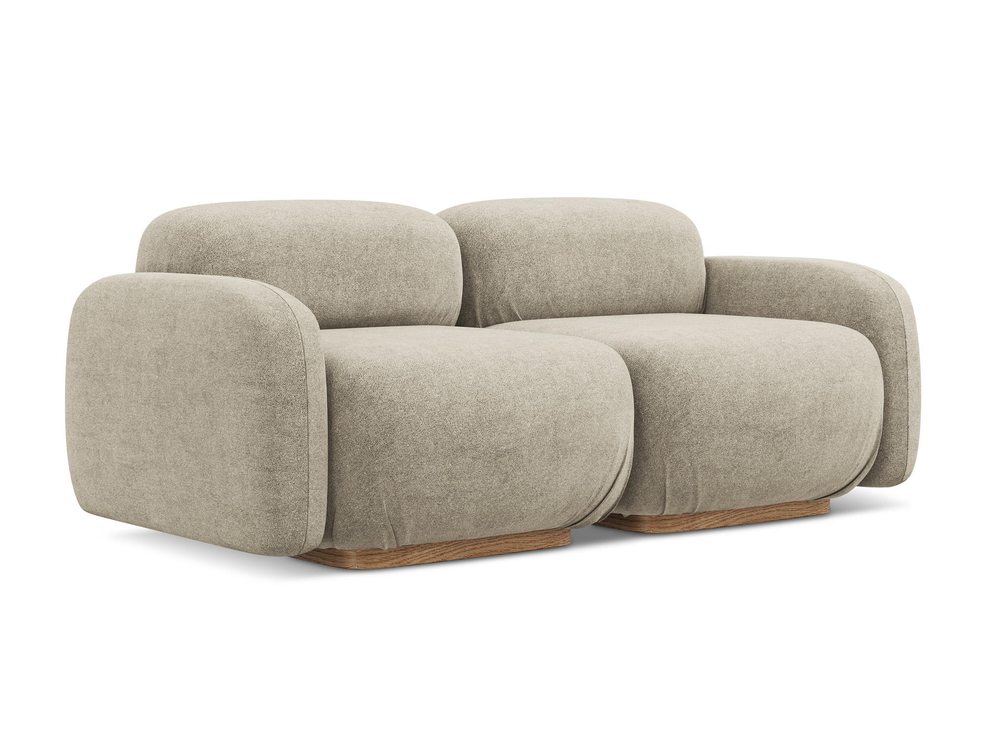 3-SITZER SOFA Bouclé Stoff Beige - Beige/Braun, Holz/Textil (190/73/95cm) - Makamii
