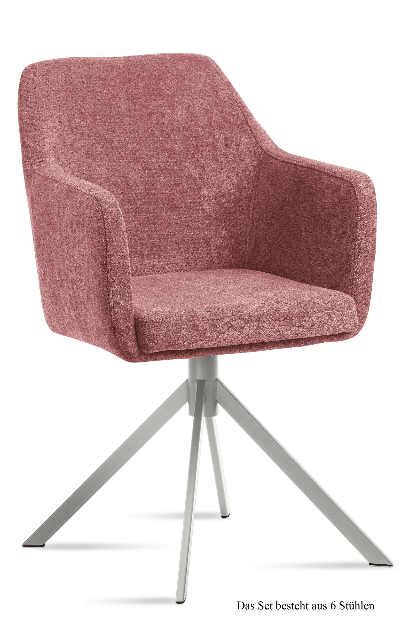 ARMLEHNSTUHL (6er-Set) Dorrie 57x87x60 Edelstahl/Rosewood - Edelstahlfarben/Dunkelrosa, Kunststoff (60/87/57cm) - 58aufmkessel