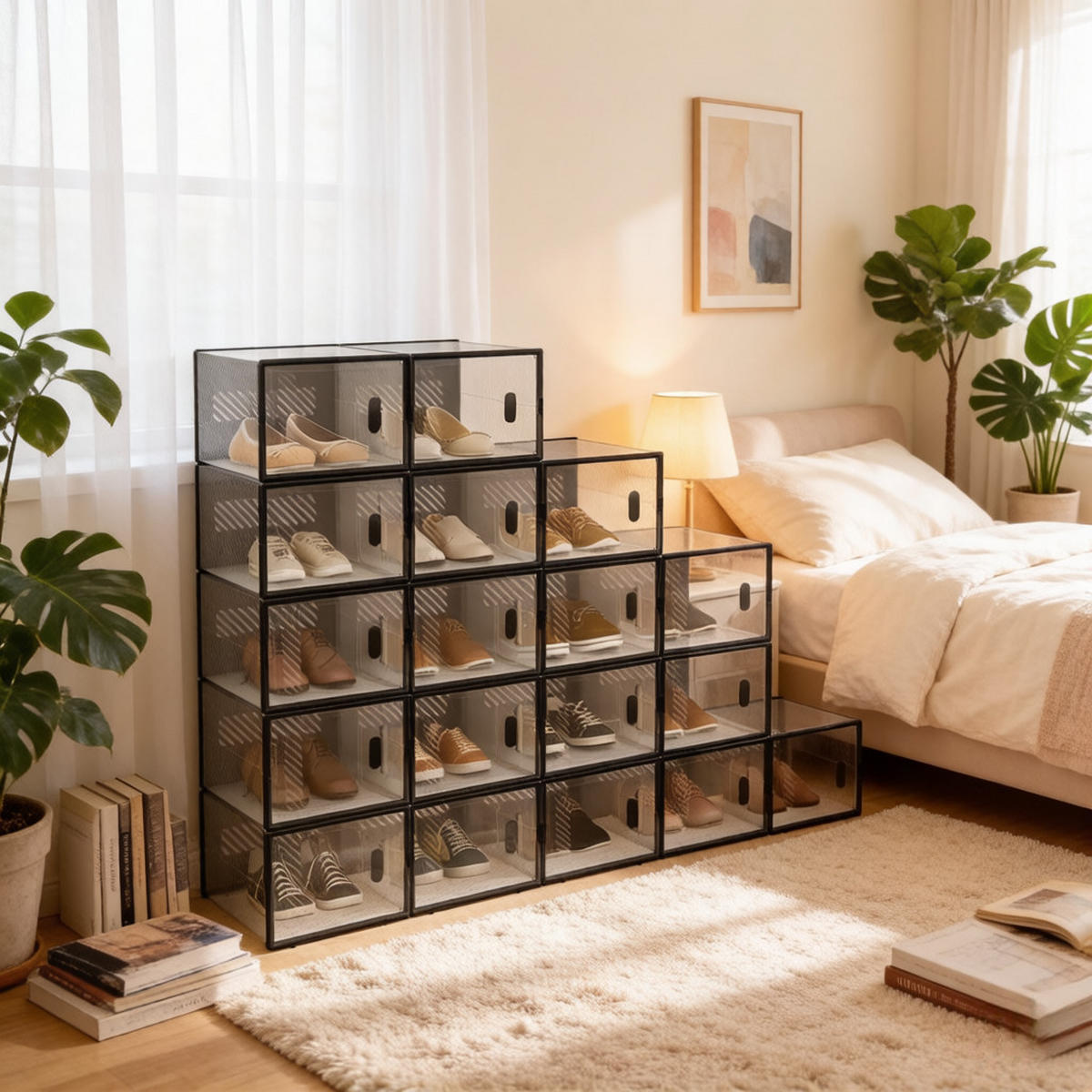 AUFBEWAHRUNGSBOXEN Schwarz Transparent 18er-Set 75/35,5/111,5 cm - Schwarz, Kunststoff (75/111.5/35.5cm) - PANGIVO