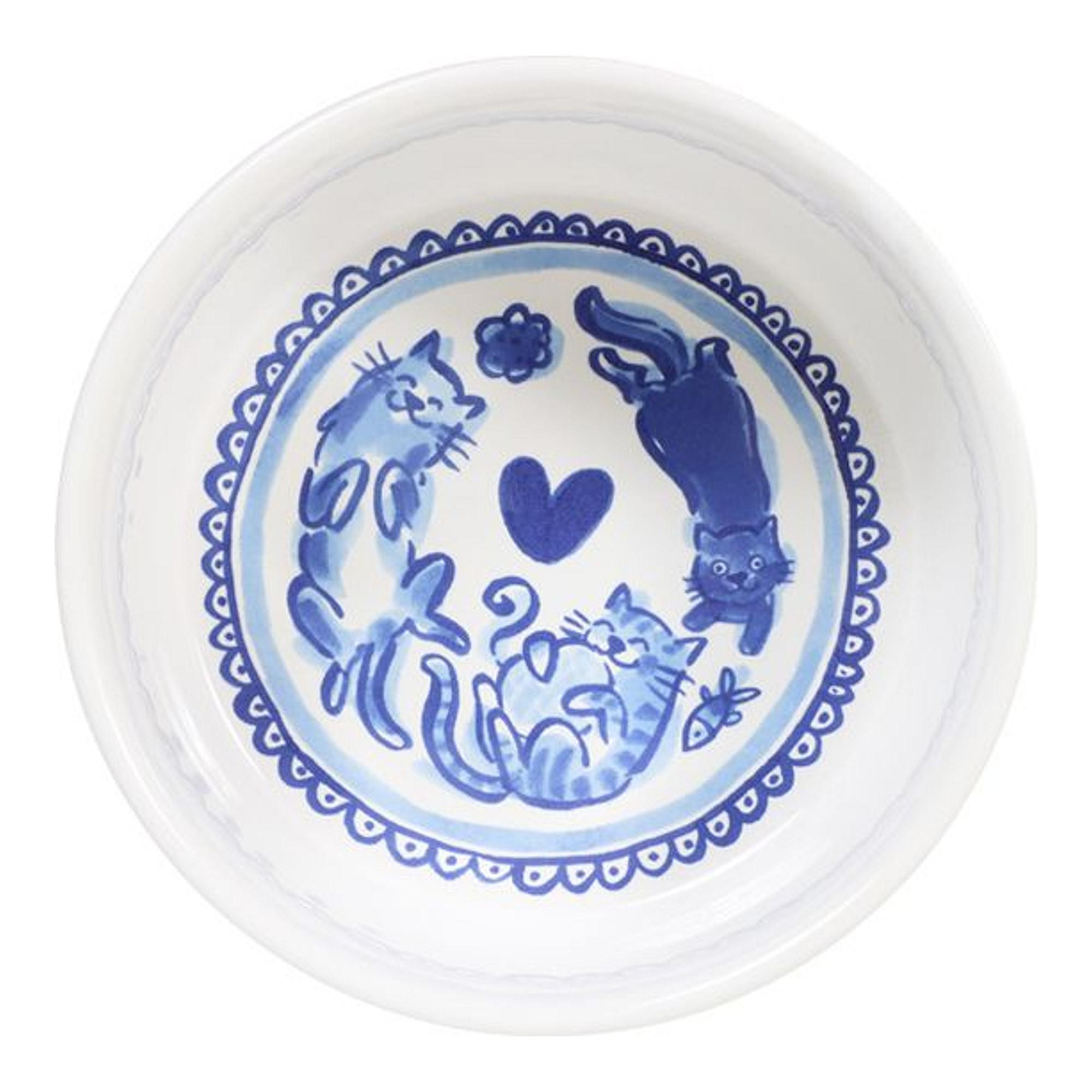 FUTTERNÄPFE Delfts Blond Katze in Blau - 15,5cm - Blau, Keramik (15.4cm) - Blond Amsterdam