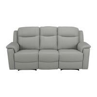 RELAXSOFA - 3 Personen - leder - hellgrau Evasion - Hellgrau, Leder (205/100/96cm) - Vente-Unique