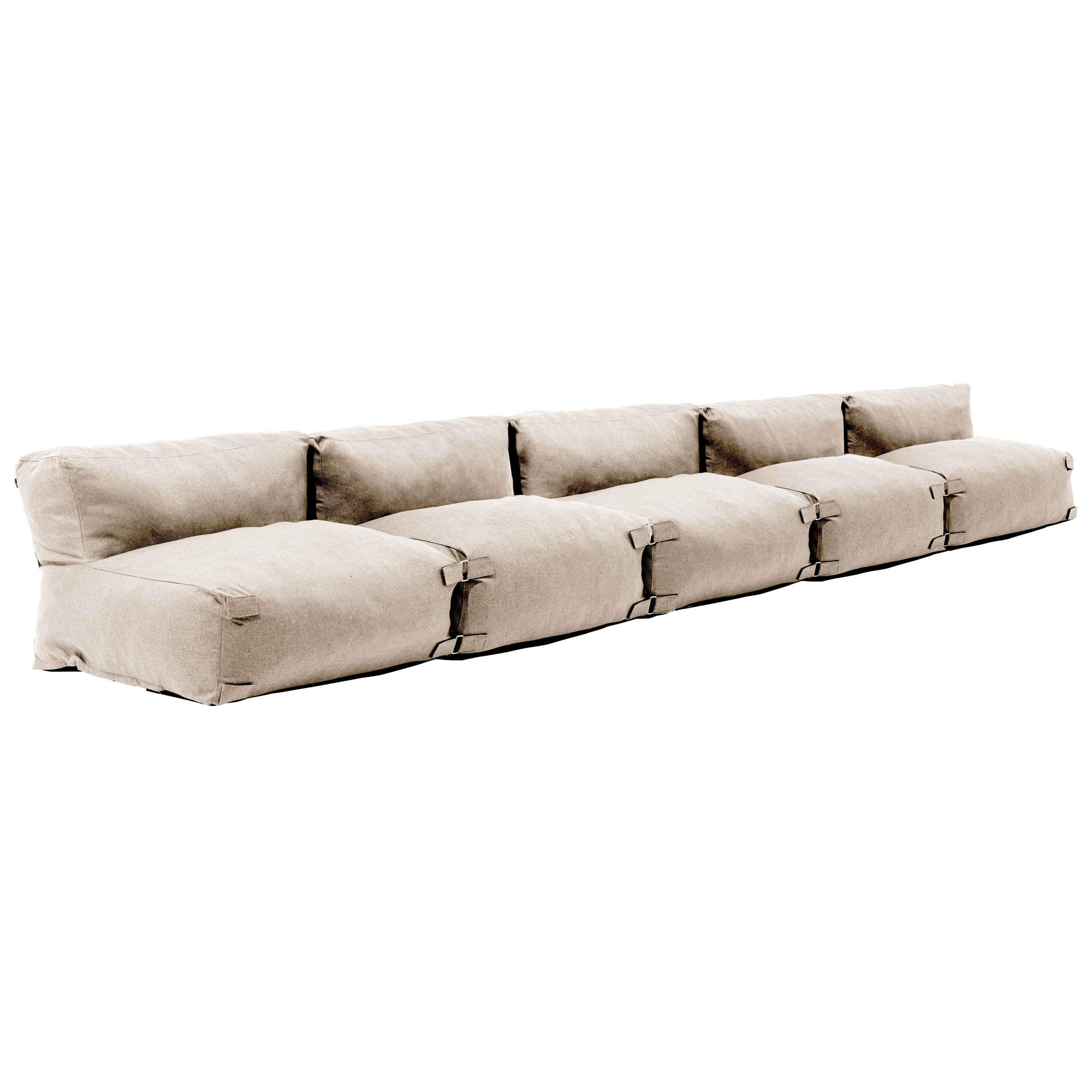 GARTENSOFA mit 5 Sitzplätzen, Sandfarbe - Beige, Textil - Oviala
