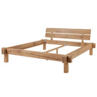 BETT Massivholz Wildeiche 200 x 200 x 85 beige BALKENMÖBEL #113 - Beige, Holz (200/200cm) - Massivmoebel24