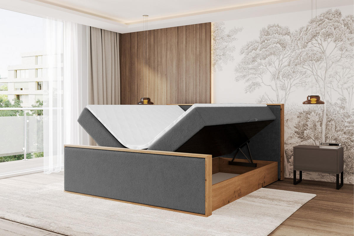 BOXBETT LOLLI9 -Z 120x200 - H4 Dunkelgrau - Graphitfarben, Holzwerkstoff (120/200cm) - ALTDECOR