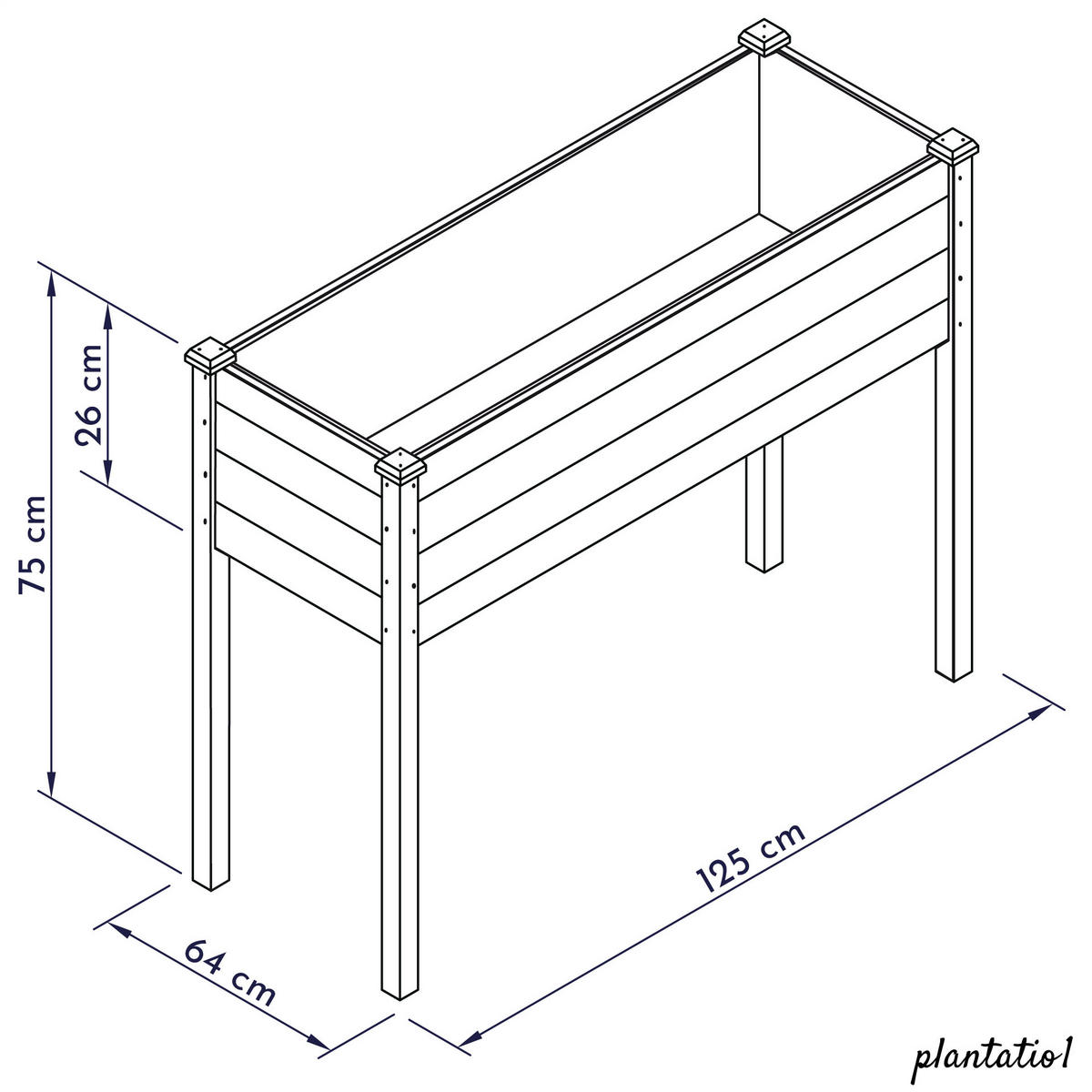 HOCHBEET aus Holz für Garten & Balkon, rechteckig mit Vlies-Folie - Weiß, Holz (124/75/63cm) - WONDERMAKE