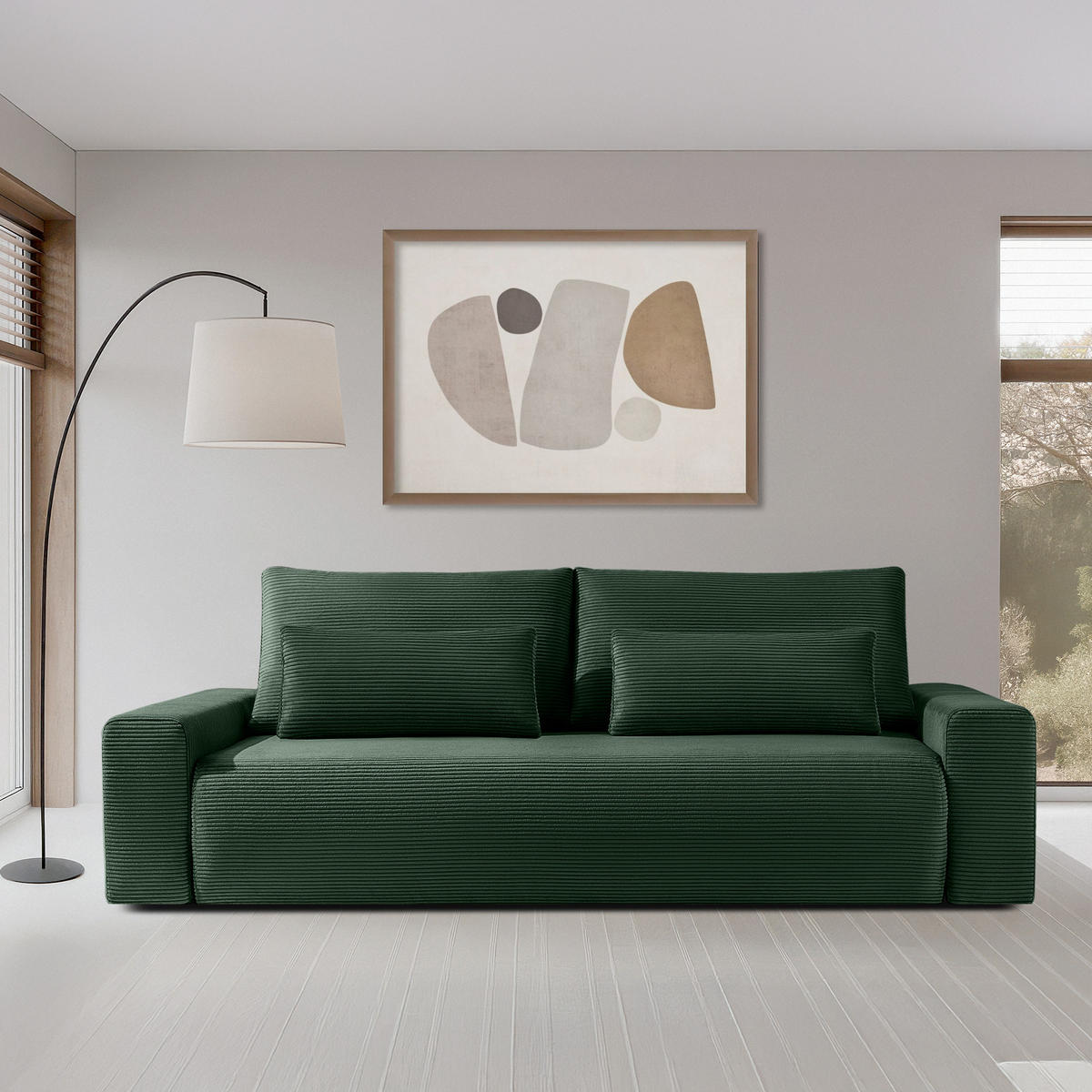 3-SITZER SCHLAFSOFA MOLLIS, Corduroy, Dunkelgrün - Dunkelgrün, Holz/Holzwerkstoff (250/93/108cm) - KONSIMO®