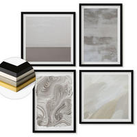 WANDBILDER 4er-Set - 50x50 cm & 40x60 cm Schwarzer Rahmen - Industriedesignstrukturen - Schwarz, Kunststoff (50/50cm) - ArtPrintCave