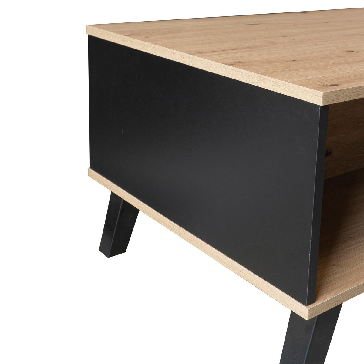 COUCHTISCH Holz- und Schwarzeffekt 100/60/43 cm - Braun, Holzwerkstoff (100/60/43cm) - Urban Meuble