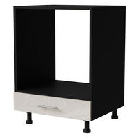 HERDUMBAUSCHRANK Brerra D11K/60 Schwarz / RAL 9001 creme Hochglanz 60 / 50 / 82cm - Creme/Schwarz, Holz/Holzwerkstoff (60/82/50cm) - Feldmann-Wohnen