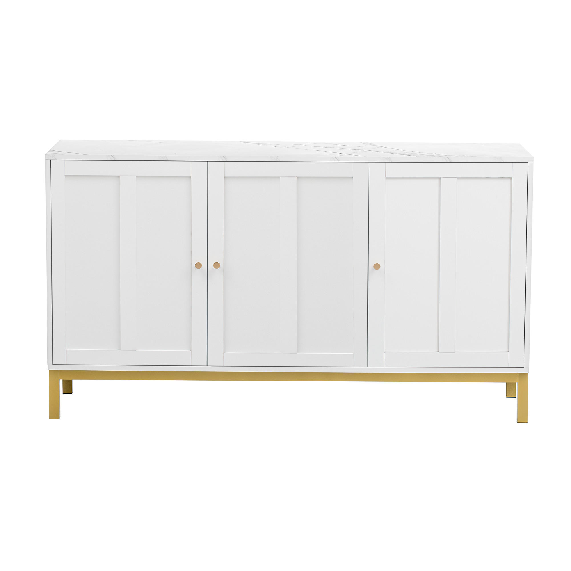 SIDEBOARD 120 cm in Weiß Kommode mit 3 Designtüren & verstellbaren Fächern - Weiß, Holzwerkstoff (140/80/39.8cm) - Urban Meuble