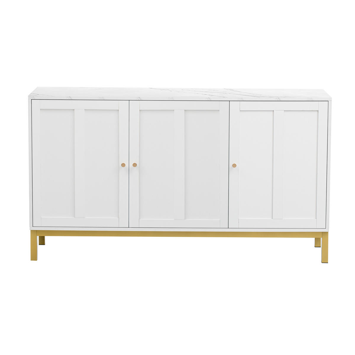 SIDEBOARD 120 cm in Weiß Kommode mit 3 Designtüren & verstellbaren Fächern - Weiß, Holzwerkstoff (140/80/39.8cm) - Urban Meuble