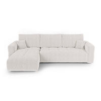 LINKSECK-SCHLAFSOFA mit Stauraum VIBE Kettgewebe mit weichem Griff Creme 286cm - Creme, Textil (286/169cm) - Premium Interiors