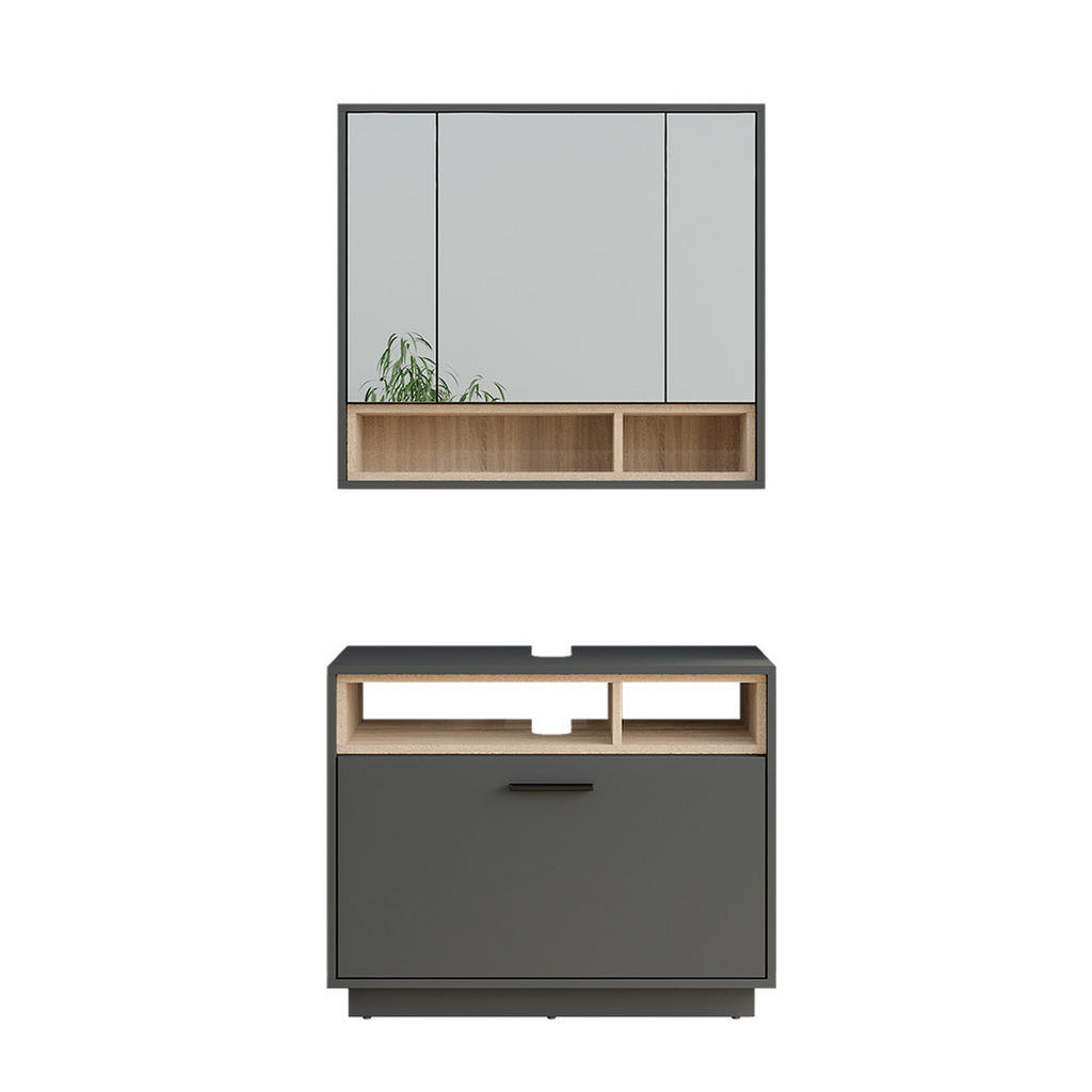 SET MOBILIER BAIE Beatrice, antracit/Sonoma, 2 piese