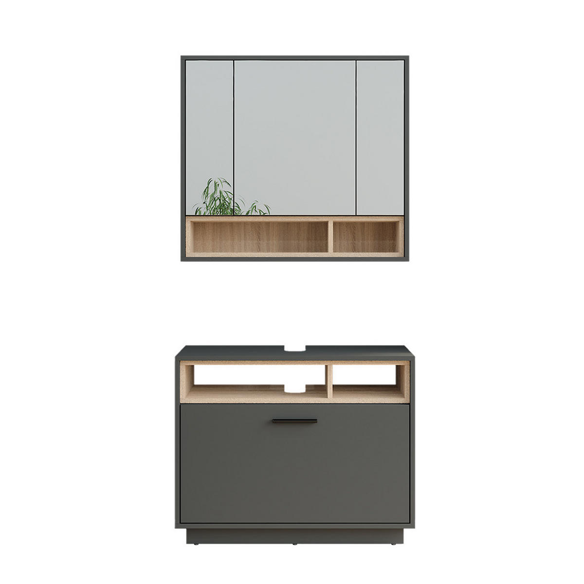 SADA KOUPELNOVÉHO NÁBYTKU Beatrice Anthracite/Sonoma - Sonoma dub/antracitová, kompozitní dřevo (80/64/35cm) - Vicco