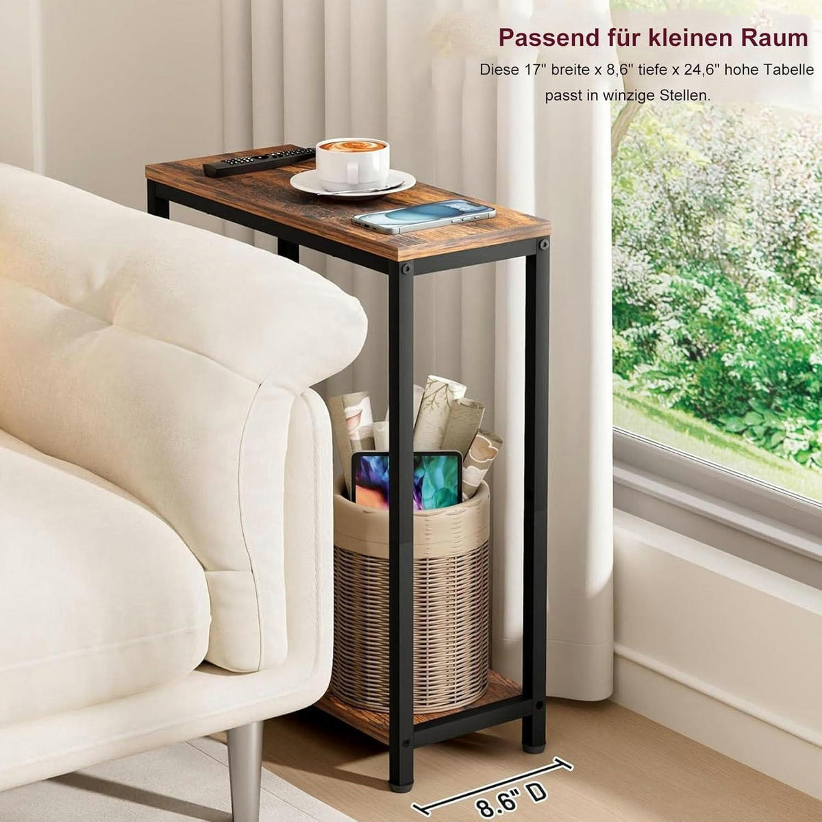 BEISTELLTISCH mit 2 Etagen Rustikal Braun/Schwarz - Braun, Holzwerkstoff (21/43/62cm)