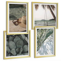 BILDER SET 4er Set - 50x50 cm & 40x60 cm Goldrahmen - Tropische Pflanzen für den Urlaub - Goldfarben, Kunststoff (50/50cm) - TULUP