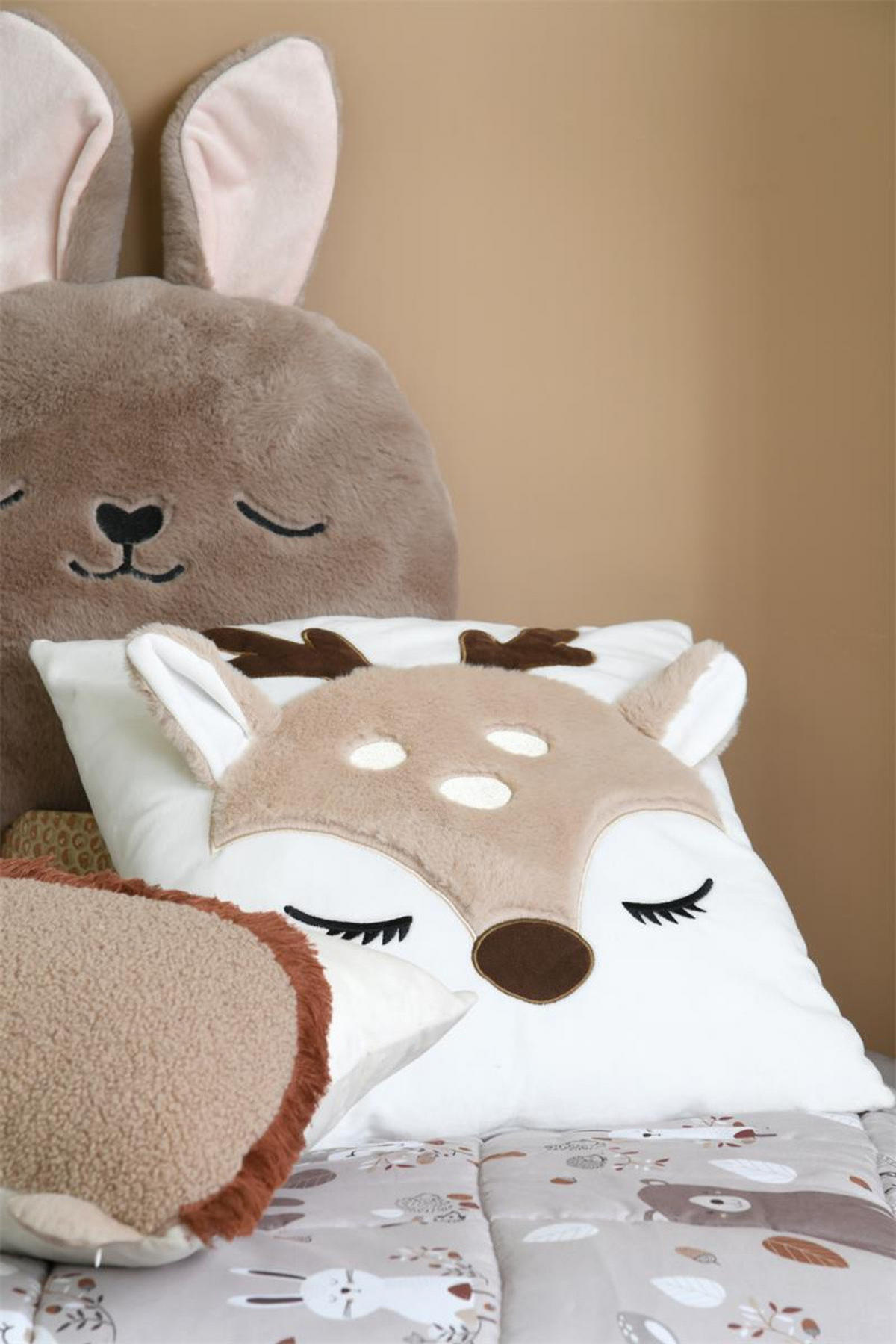 KINDERKISSEN Reh Gabin 40/40 cm - Beige, Textil (40/40cm)