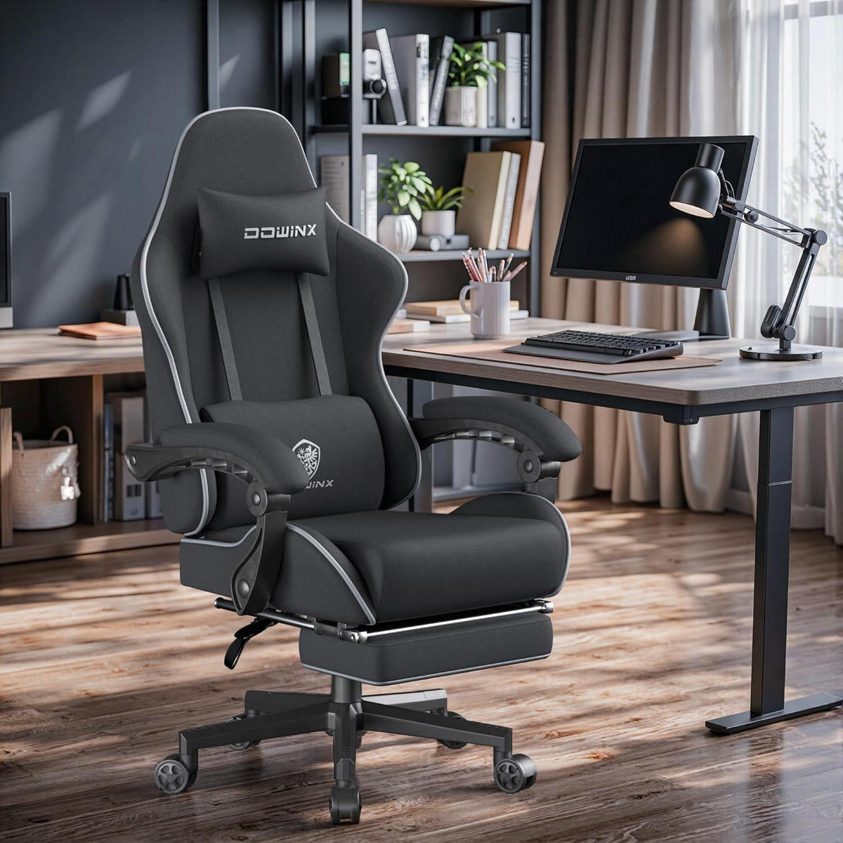 GAMING Stuhl Schwarz Übergröße mit Fußstütze - Schwarz, Textil (63/26.5/84cm)
