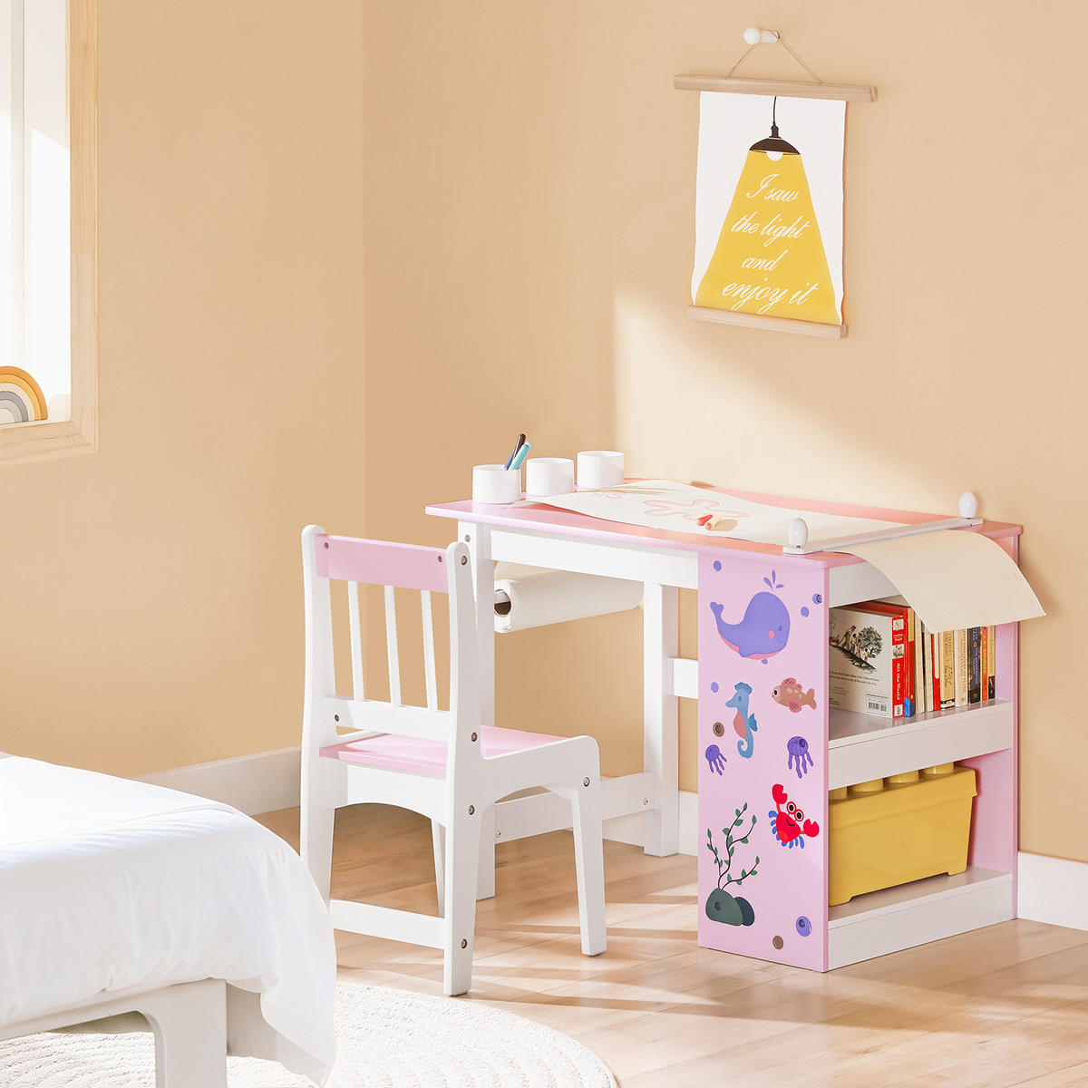 KINDERSITZGRUPPE Weiß-Rosa - Rosa, Holz/Holzwerkstoff (80/66/50cm) - SoBuy