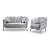 SITZGARNITUR Adria 2+1 - Schwarz/Grau, Holzwerkstoff/Textil (242/78/83cm) - Ravio