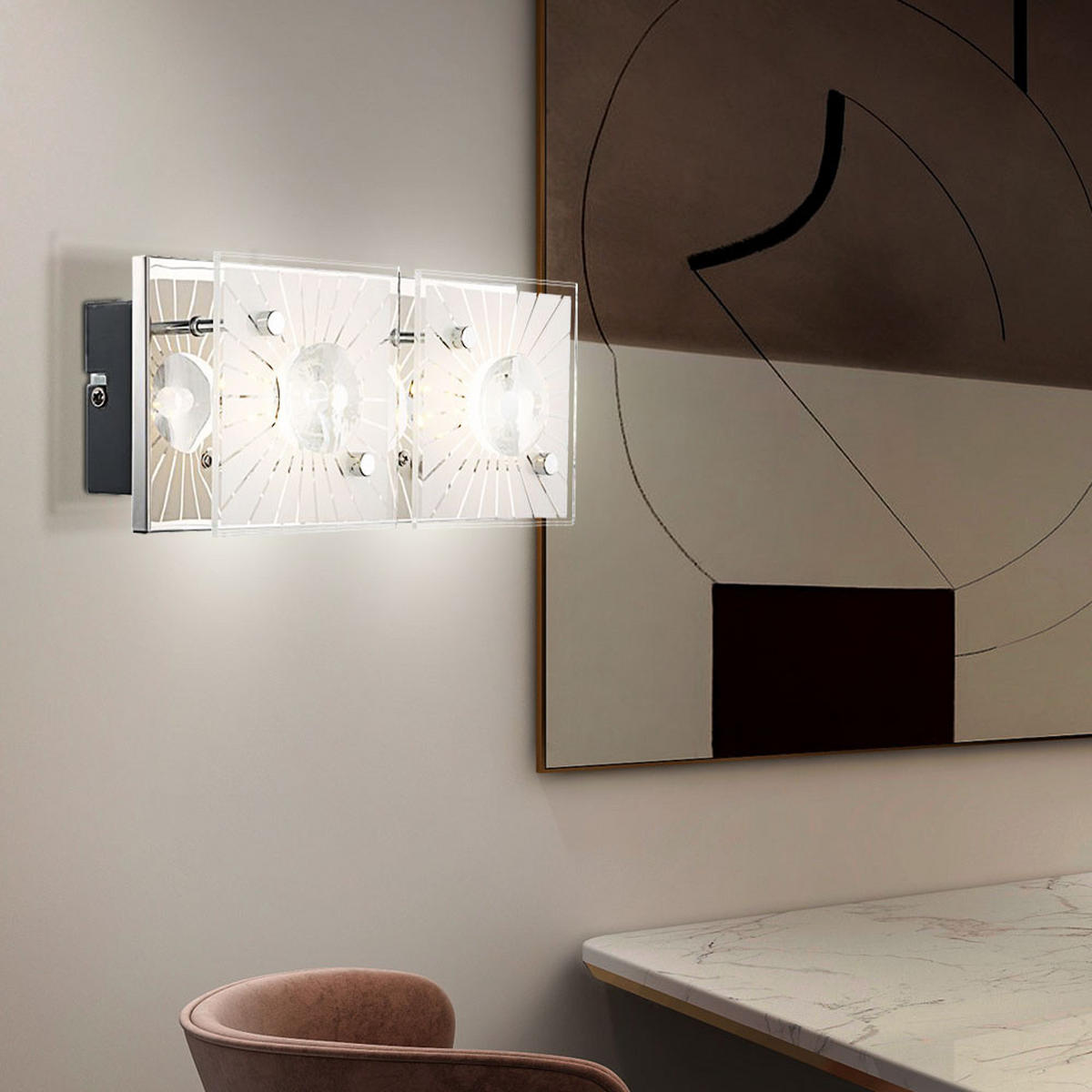 LED WANDLEUCHTE Metall Kristalloptik Silber - Silberfarben, Glas (11/10/24cm) - Globo Lighting