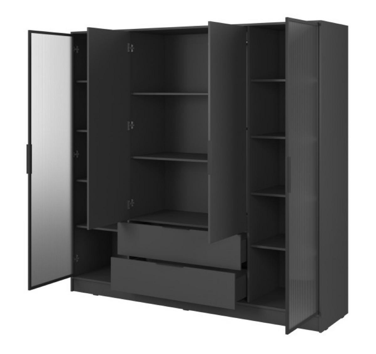 SCHRANK Grafit ELLY Mit Regalen Und Schubladen - Graphitfarben, Holzwerkstoff (206/200/51cm) - Sepro Meble