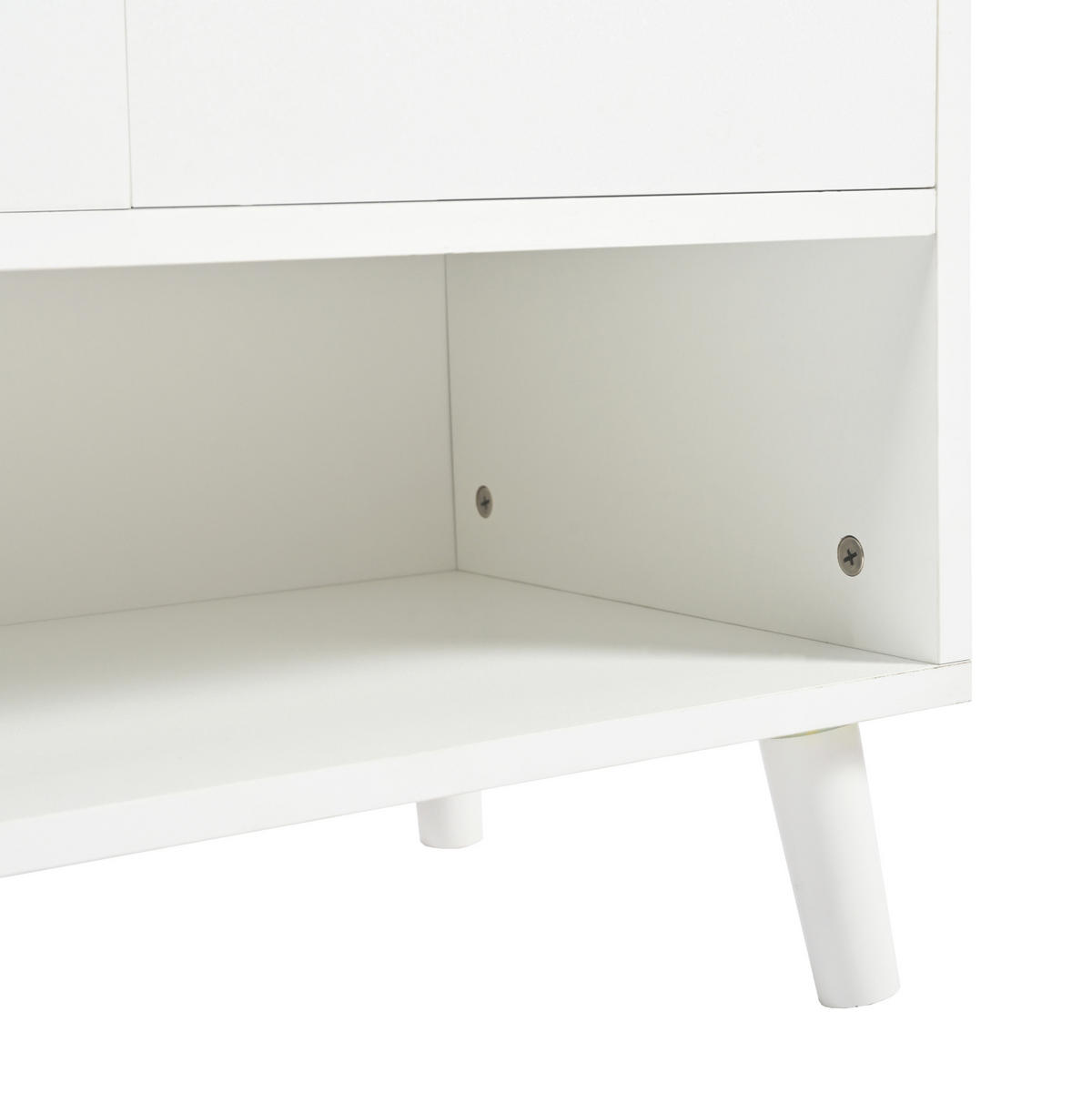 SCHUHSCHRANK 120/35/99 cm in Weiß mit 4 Türen, 1 Schublade und verstellbarem Boden - Weiß, Holzwerkstoff (120/99/35cm) - BEAOK