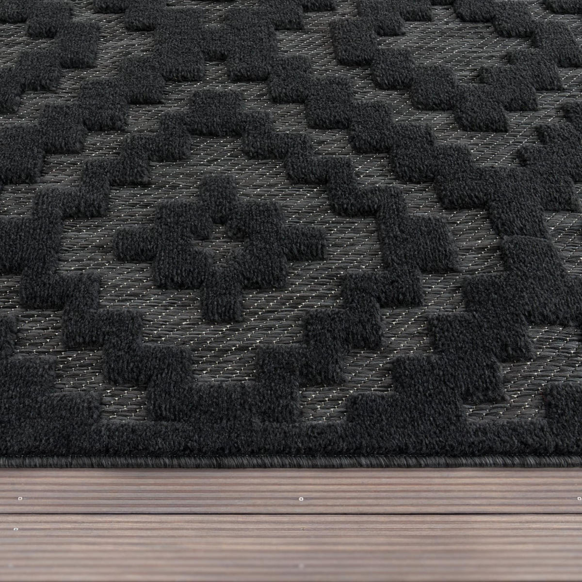 OUTDOORTEPPICH Ethno Anthrazit 80 x 250 cm - Anthrazit, Kunststoff (80/250cm) - TT Home