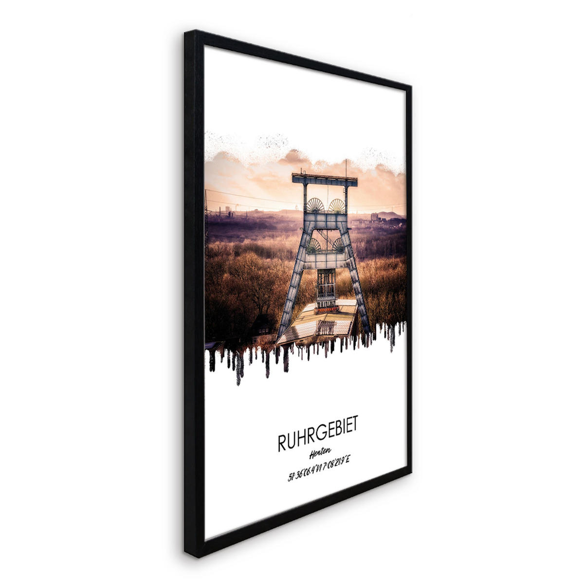 POSTER mit Rahmen 50x70 cm Ruhrgebiet Herten - Braun, Holz (51/71cm) - artissimo