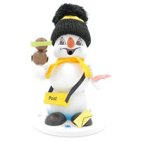 RAUCHFIGUR Schneemann Weiß Postbote 19 cm - Multicolor, Holz (15/19/0.1cm)