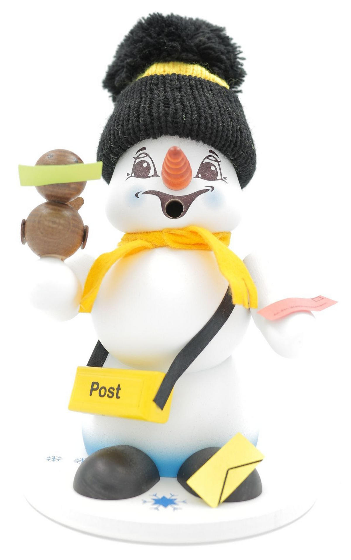 RAUCHFIGUR Schneemann Weiß Postbote 19 cm - Multicolor, Holz (15/19/0.1cm)