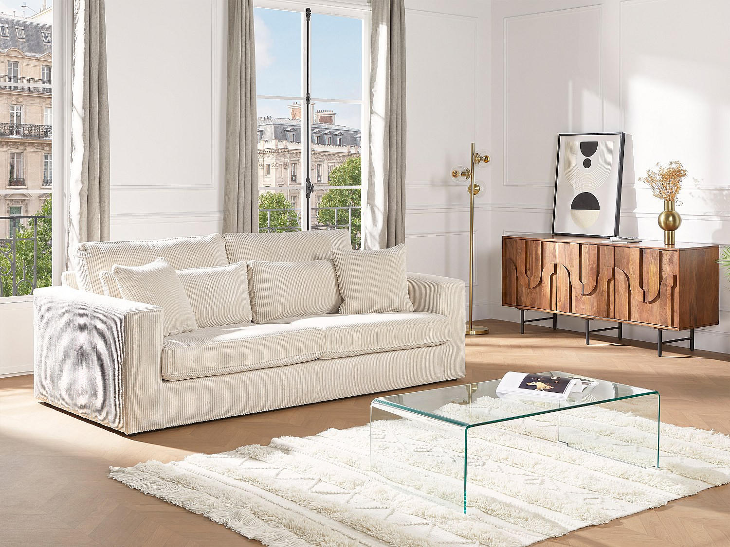 Thumbnail - Vente-Unique Couchtisch, Transparent, Hellgrau, Glas, Uni, Rechteckig, 110x35x55 cm, Wohnzimmer, Wohnzimmertische, Couch...