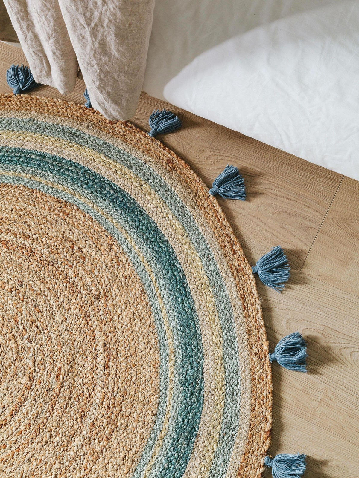 DĚTSKÝ koberec Lovis Tyrkysová ø 115 cm kulatý - tyrkysová, textil/přírodní materiály (115/1cm) - KUNSTLOFT