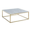 COUCHTISCH Design - Marmor & Metall - Goldfarben & Weiß - ARETHA - Weiß, Stein (90/90/35cm) - Pascal Morabito