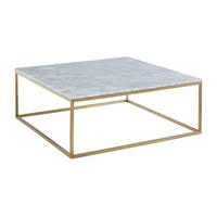 COUCHTISCH Design - Marmor & Metall - Goldfarben & Weiß - ARETHA - Weiß, Stein (90/90/35cm) - Pascal Morabito