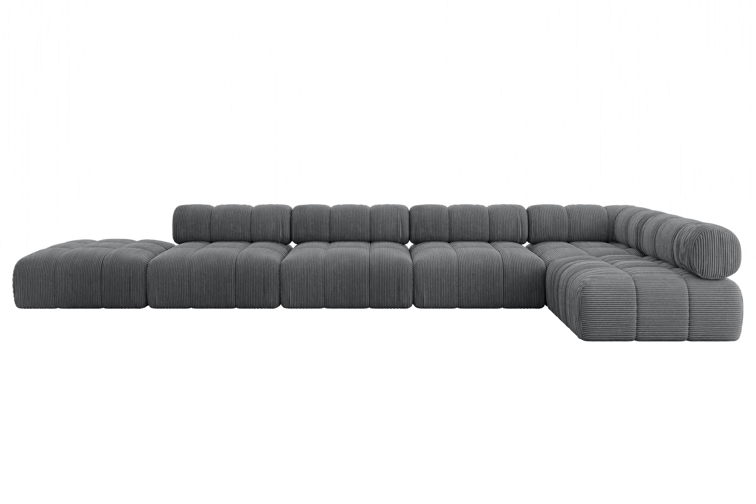 ECKSOFA modulares Sofa Favio-L3 - 475x190x70 cm Dunkelgrau Cord - Dunkelgrau, Holzwerkstoff/Textil (475/190cm) - ALTDECOR
