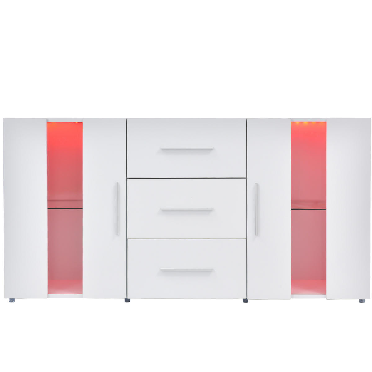 SIDEBOARD 140/35/70 cm Weiß aus MDF mit LED-Beleuchtung - Weiß, Holzwerkstoff (35/70/140cm) - OKMYHOME