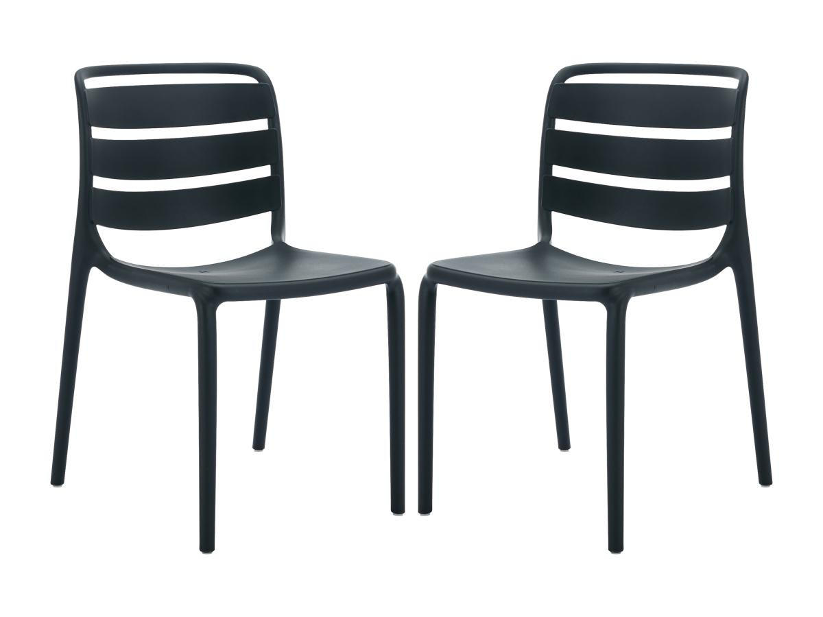 GARTENSTUHL stapelbar 2er-Set - Polypropylen - Schwarz - MOAH von MYLIA - Schwarz, Kunststoff (56.5/81/48cm) - Vente-Unique