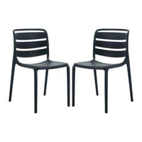 GARTENSTUHL stapelbar 2er-Set - Polypropylen - Schwarz - MOAH von MYLIA - Schwarz, Kunststoff (56.5/81/48cm) - Vente-Unique