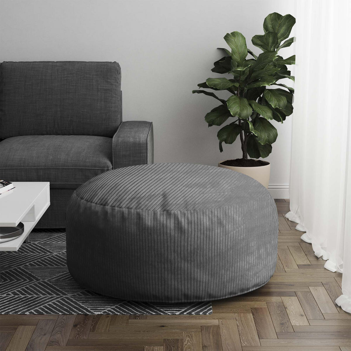 SITZSACK ROLLER Frost Gray - Dunkelgrau/Grau, Textil (70/40/70cm) - Dreamroots